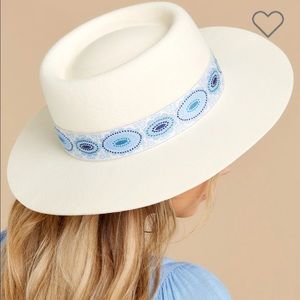 Lack Of Color Azure Lolita Ivory Cream Wool Boater Hat